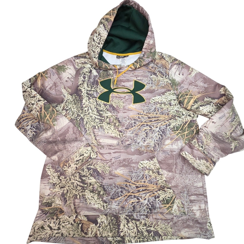 Under Armour Mens ColdGear Advantage MAX-1 Camo Hoodie Green Gold XL 0348
